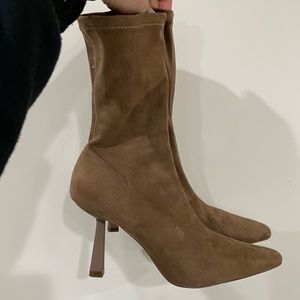 Zara suede heel ankle boots